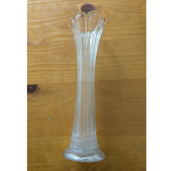 Accents | Vintage Clear Pressed Glass Trumpet Bud Vase  Vintage Clear Glass Fluted Bud Vase Scalloped Rim Ribbed Trumpet 12.5 Inch